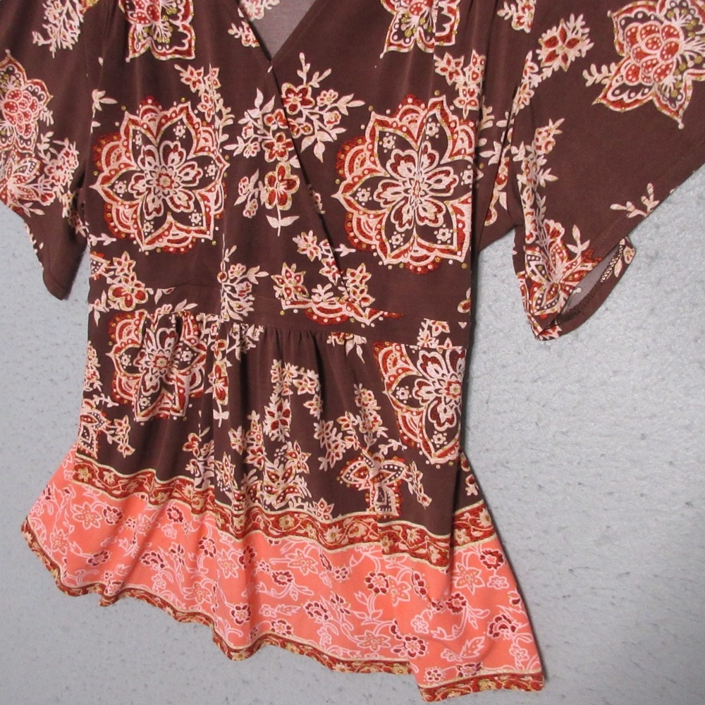 Vintage‎ Nine West Top Plus 1X Floral Babydoll Y2K 90s Tie Back Fairy Whimsy USA - Picture 3 of 11